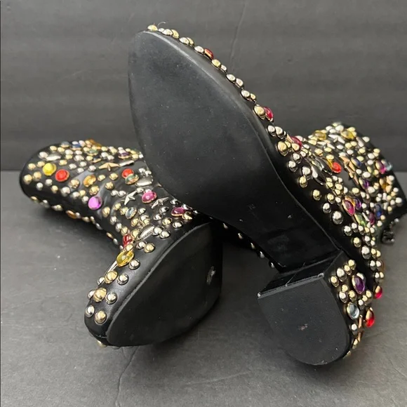 Current Mood Darkstar Embellished Gem Black Ankle Boots Rock Like A STAR Size 7 - Picture 8 of 9